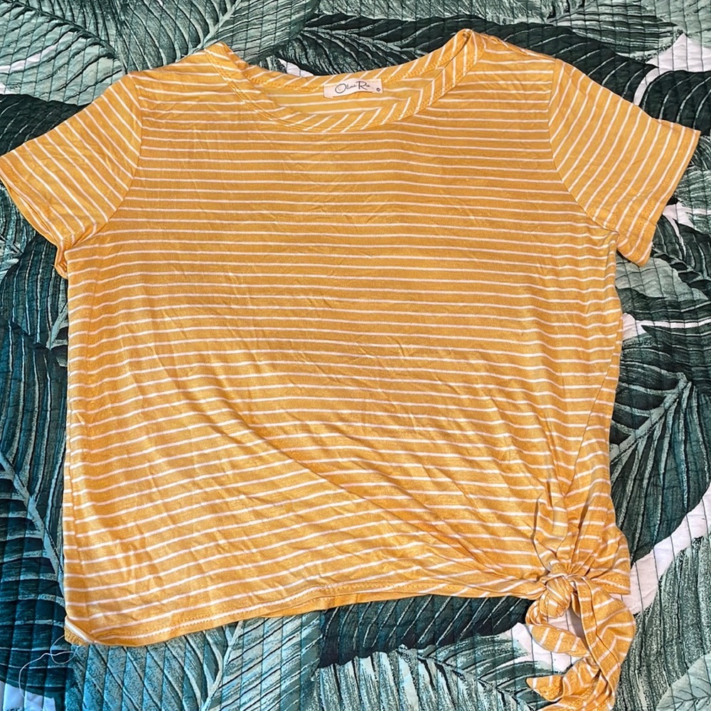 Olivia Rae Yellow White Striped Crop Top